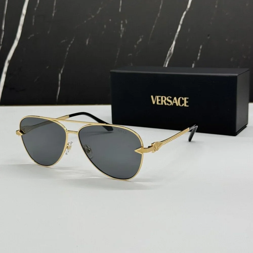 NEW VERSACE VE2283 1002/87 GOLD GREY UNISEX SUNGLASSES VERSACE VE2283 100287